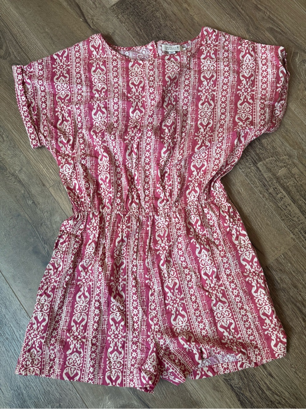 Molly Bracken Pink and White Printed Romper